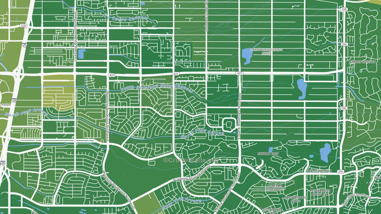 Heritage East, Albuquerque, NM Map of Murder Rates