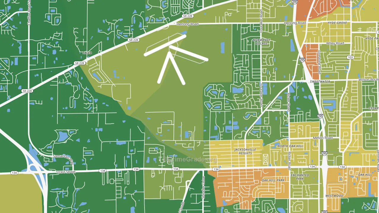 Herlong, Jacksonville, FL Map of Murder Rates