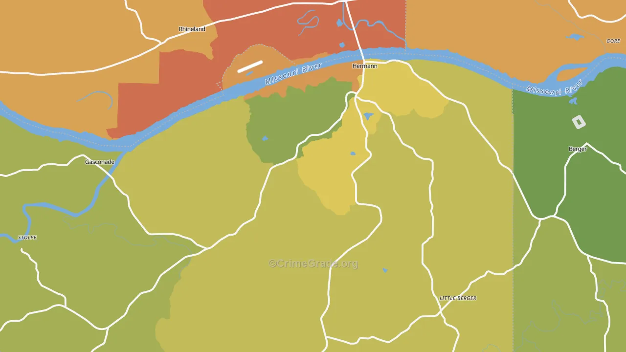 Hermann, MO Map of Murder Rates