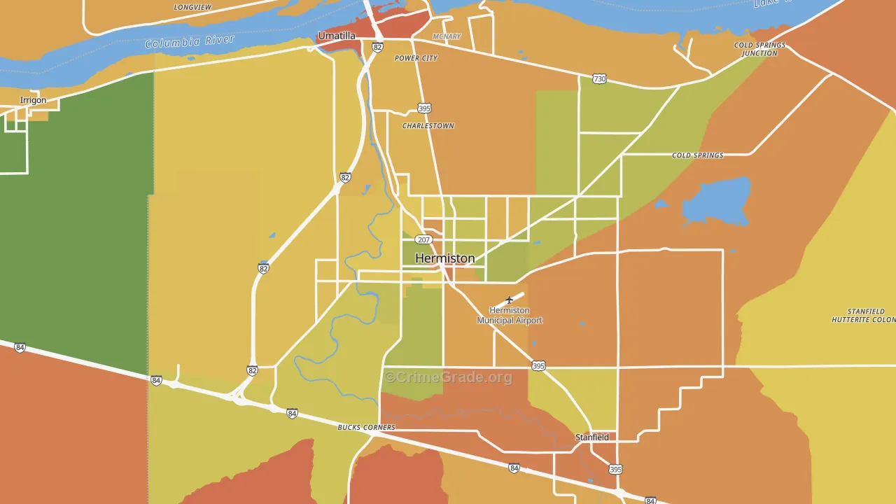 Hermiston, OR Map of Murder Rates