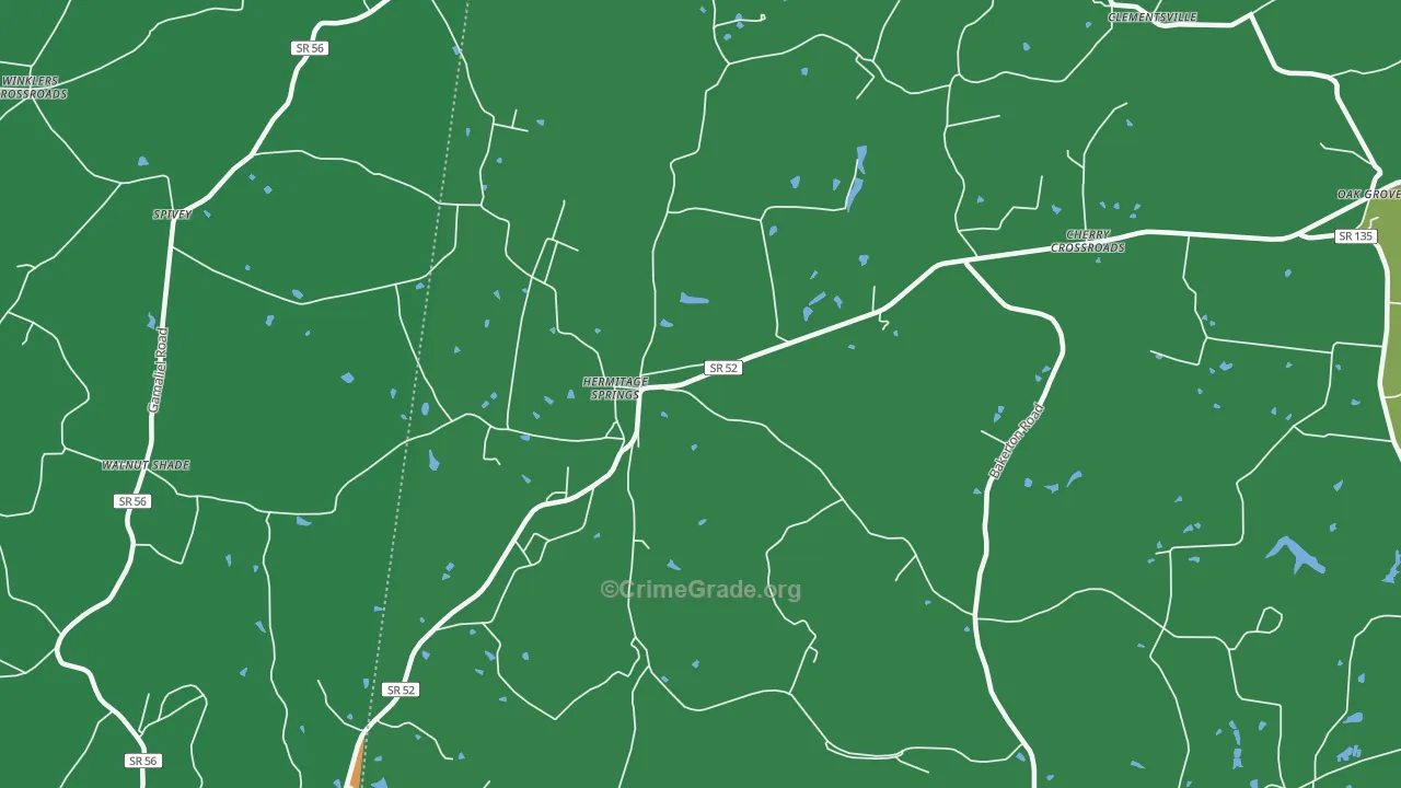 Hermitage Springs, TN Map of Murder Rates