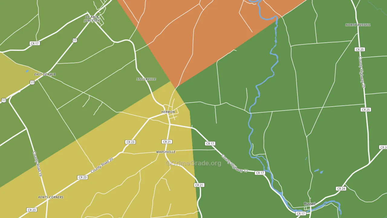 Hermon, NY Map of Murder Rates