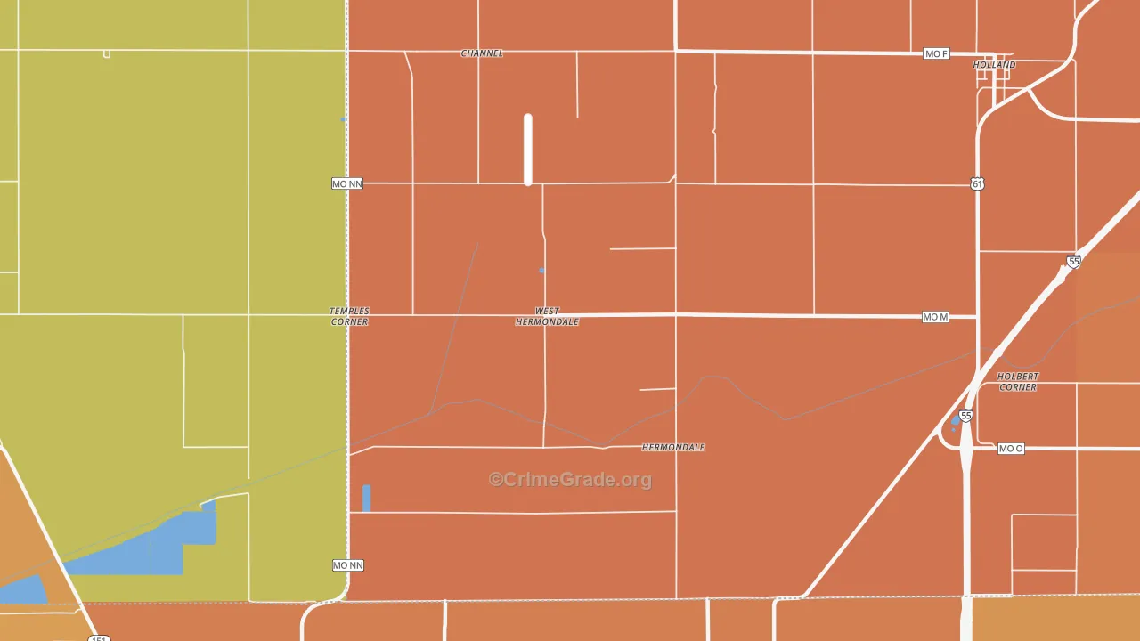 Hermondale, MO Map of Murder Rates