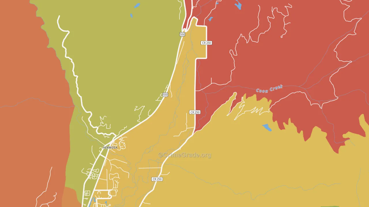 Hermosa, CO Map of Murder Rates