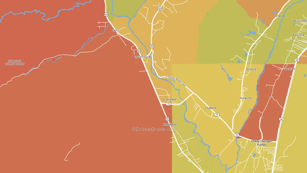 Hernandez, NM Map of Murder Rates