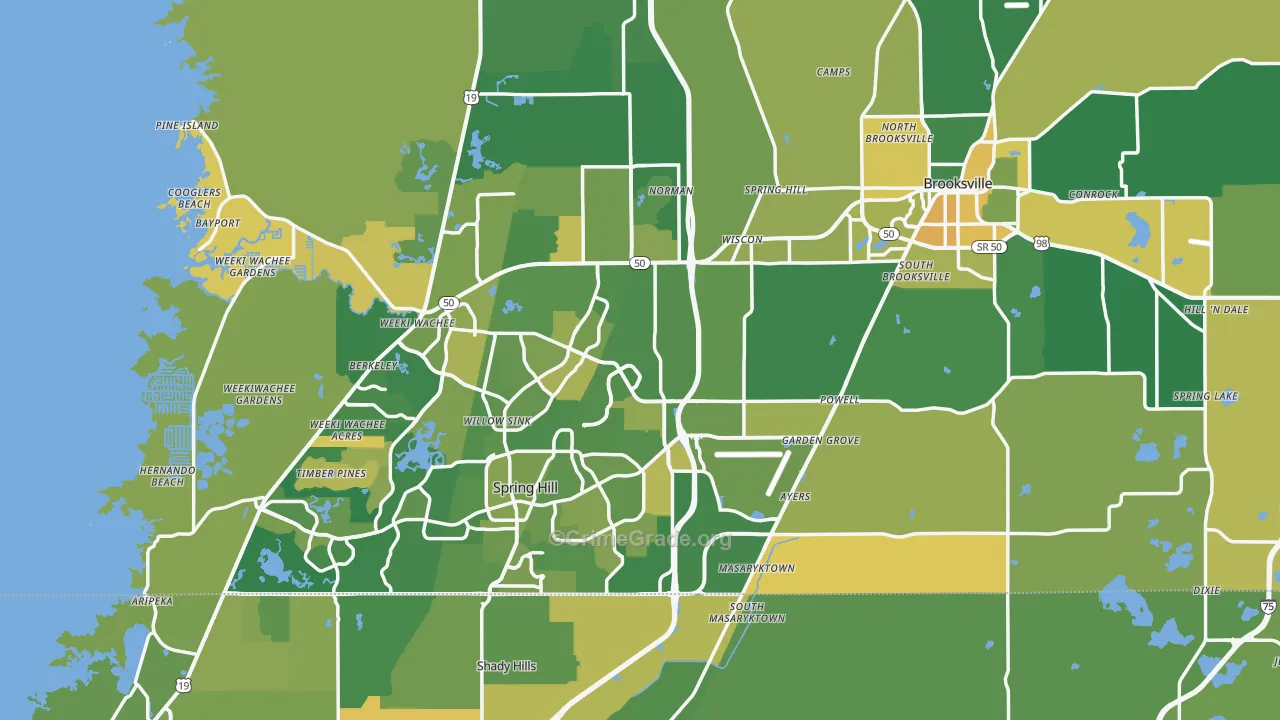 Hernando County, FL Map of Murder Rates