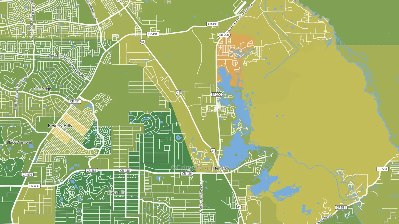 Hernando, FL Map of Murder Rates