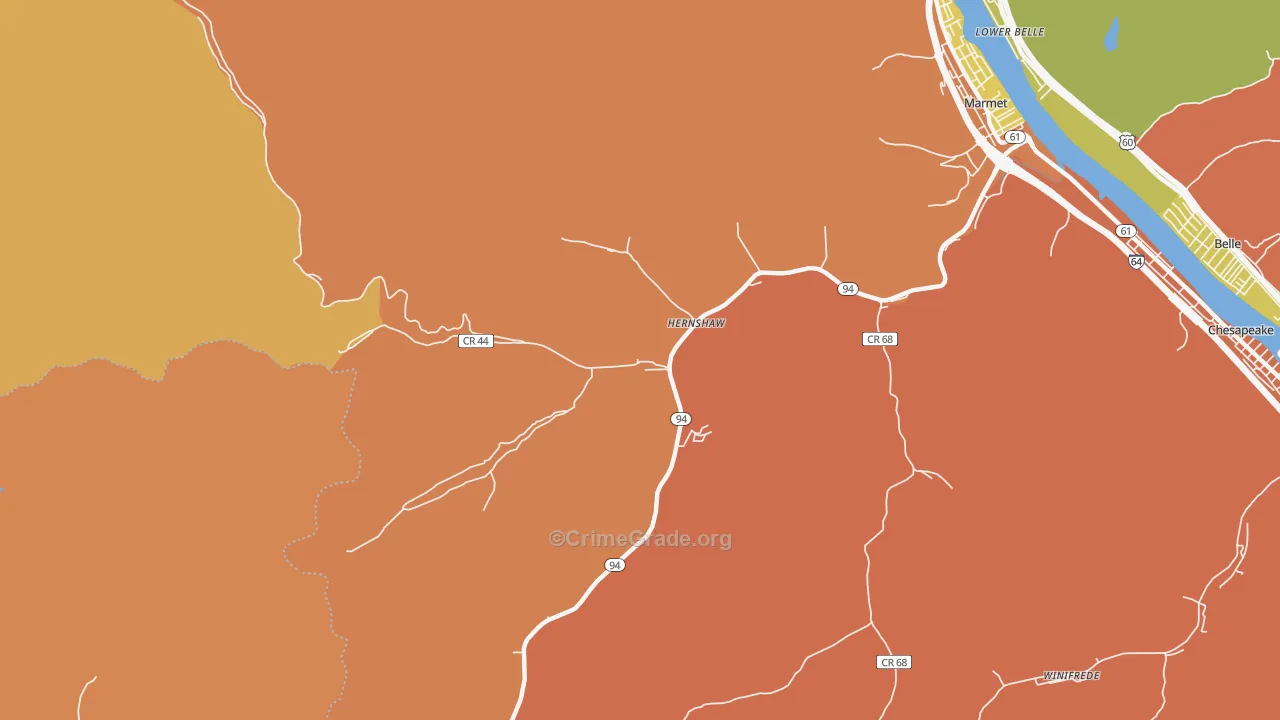 Hernshaw, WV Map of Murder Rates