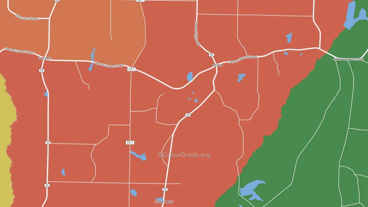 Herod, GA Map of Murder Rates