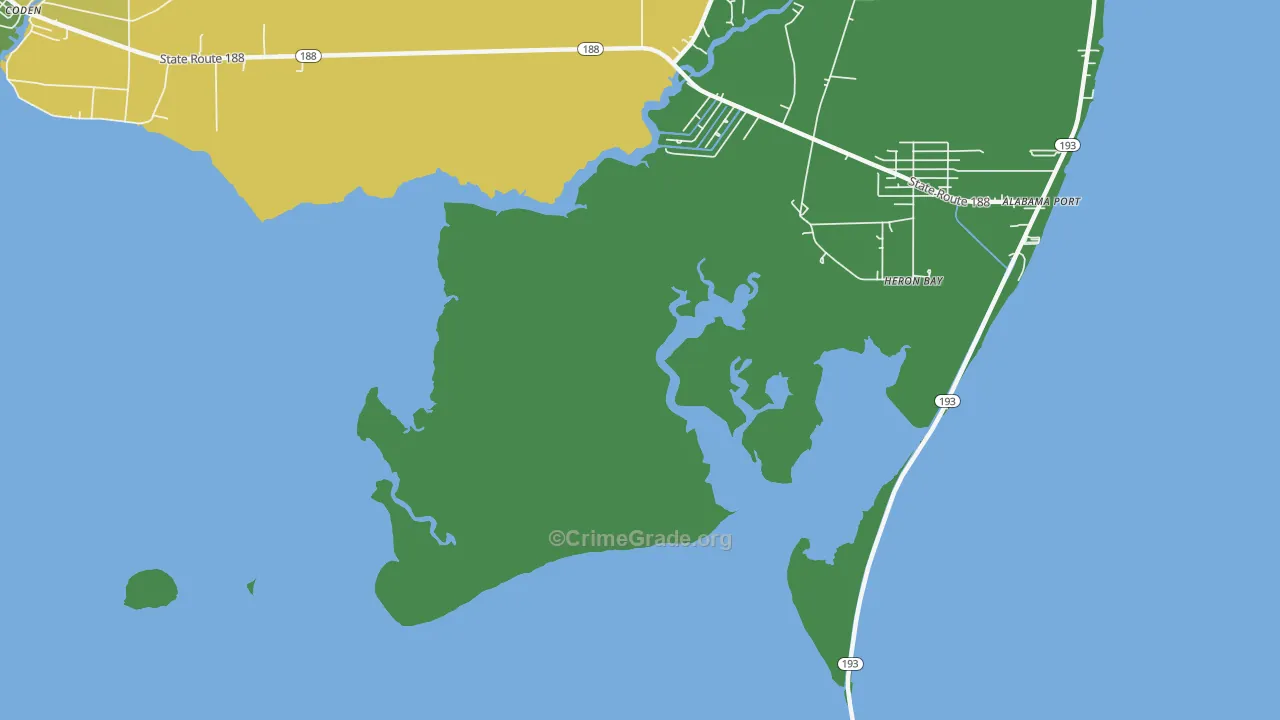 Heron Bay, AL Map of Murder Rates