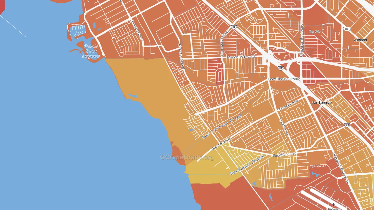 Heron Bay, San Leandro, CA Map of Murder Rates