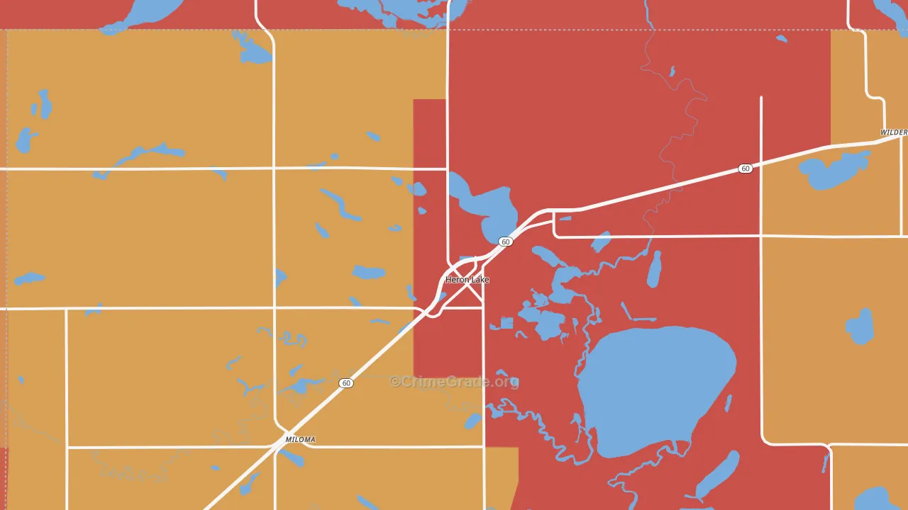 Heron Lake, MN Map of Murder Rates