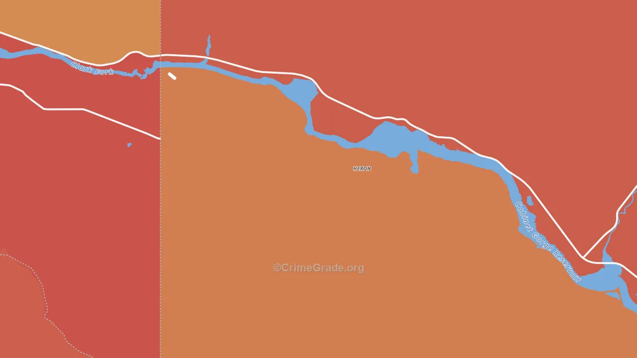 Heron, MT Map of Murder Rates