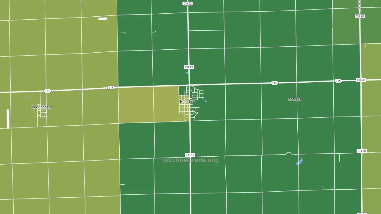 Herscher, IL Map of Murder Rates