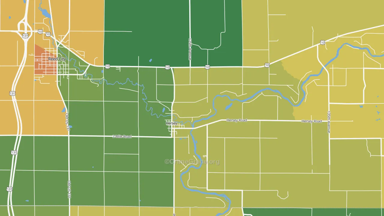 Hersey, MI Map of Murder Rates