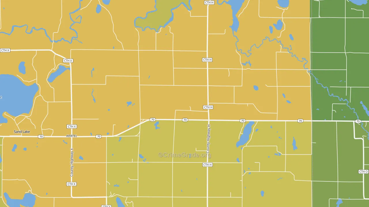 Hertel, WI Map of Murder Rates