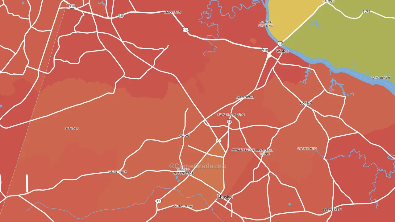 Hertford County, NC Map of Murder Rates
