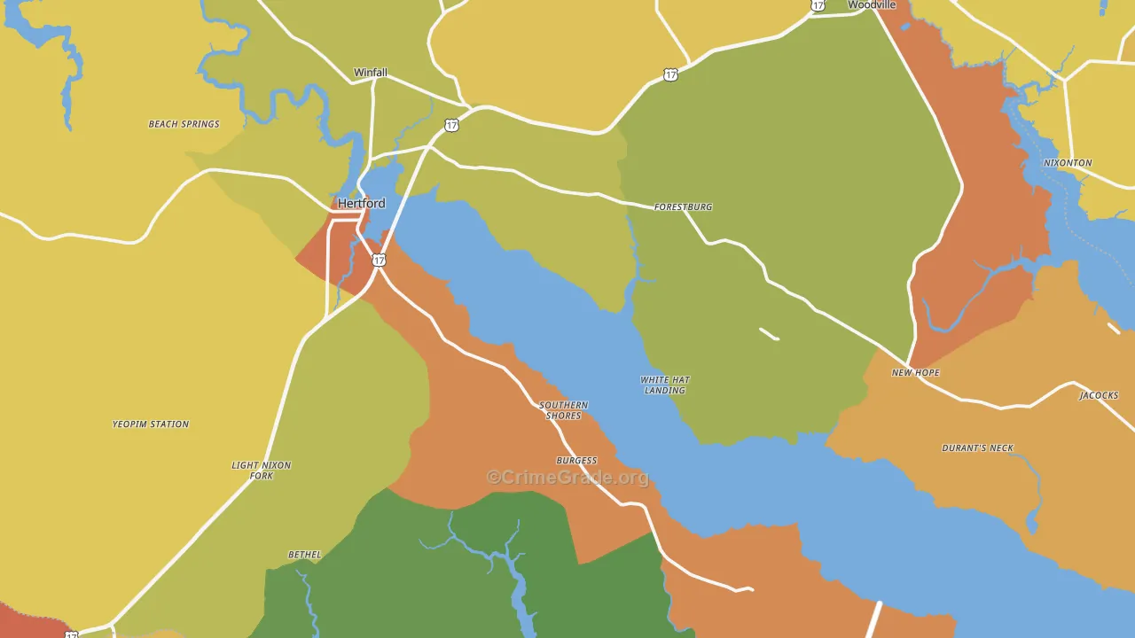 Hertford, NC Map of Murder Rates