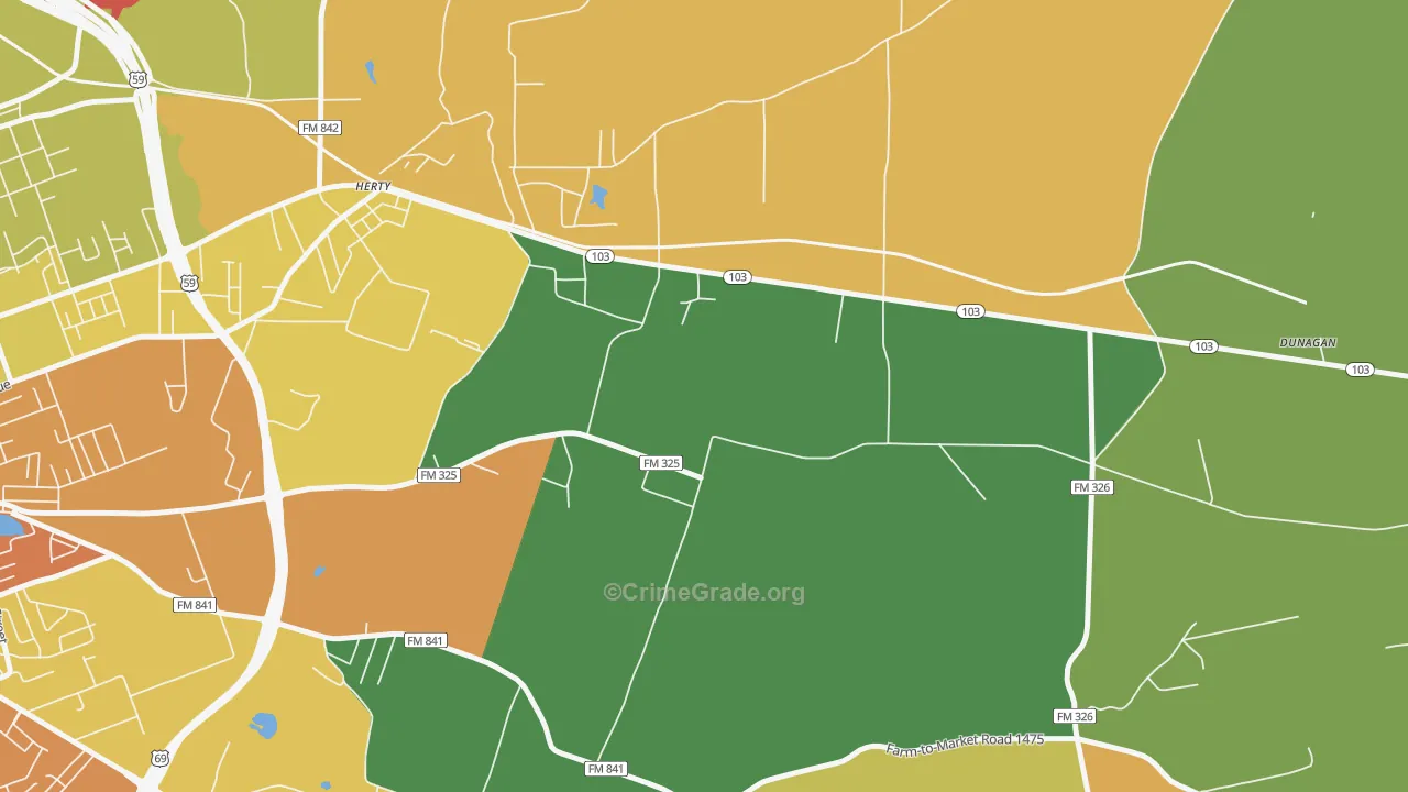 Herty, TX Map of Murder Rates