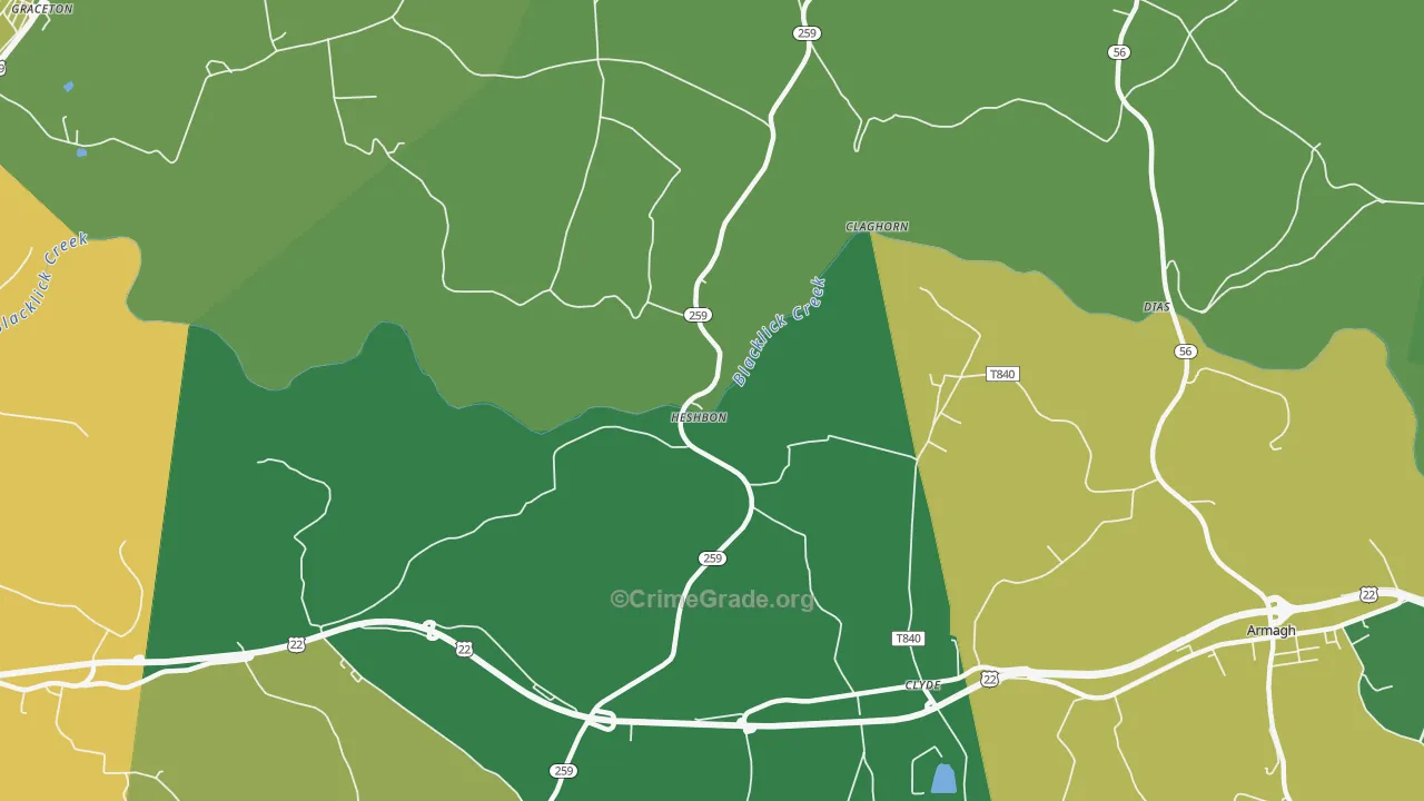 Heshbon, PA Map of Murder Rates