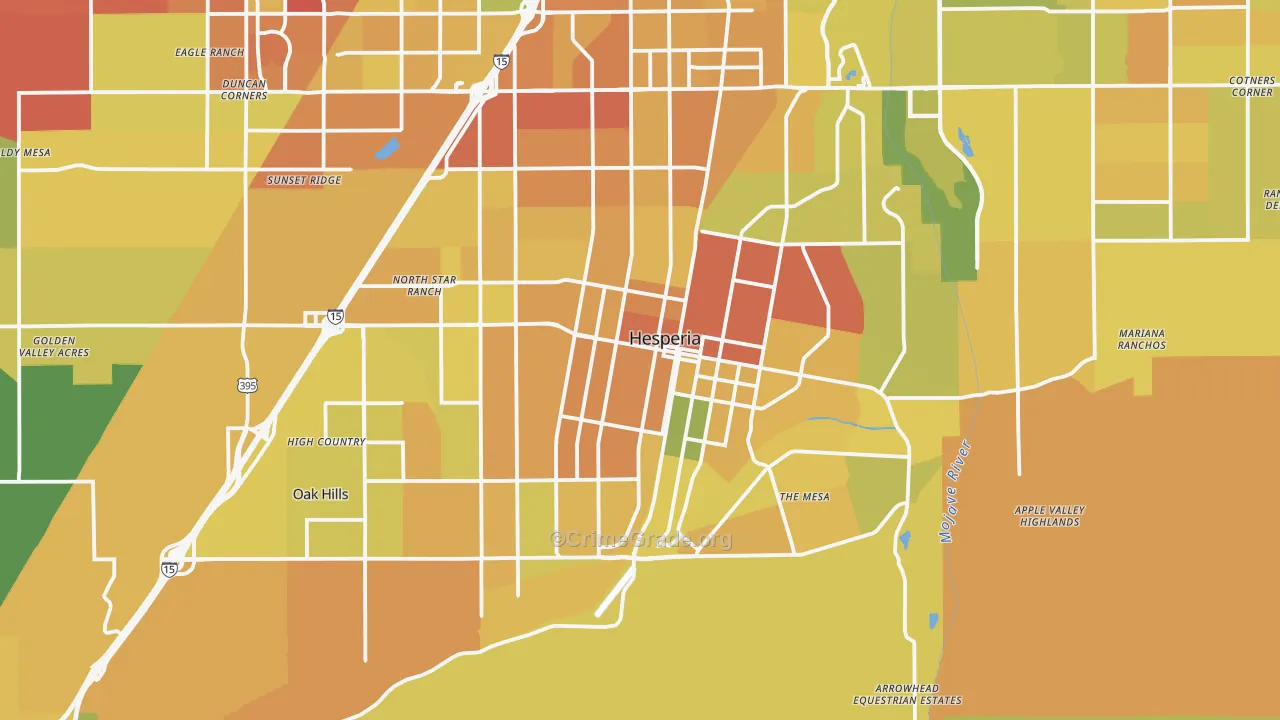 Hesperia, CA Map of Murder Rates