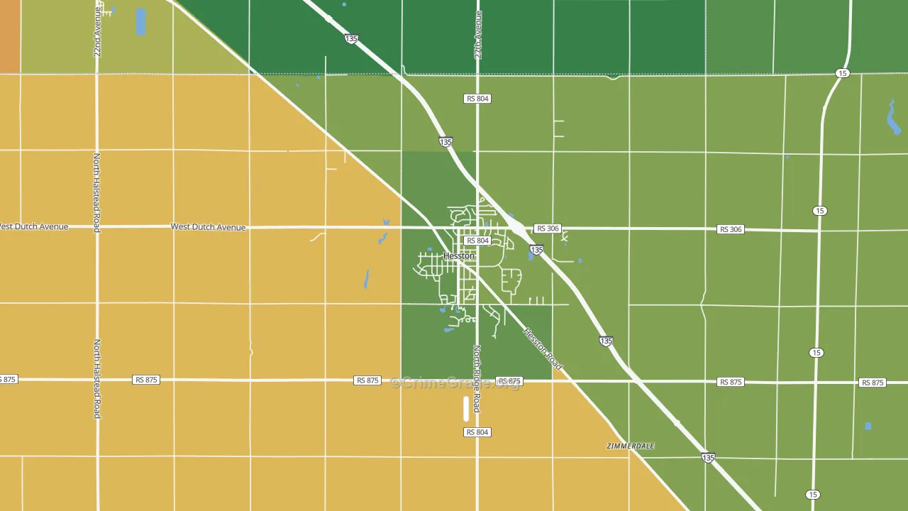Hesston, KS Map of Murder Rates