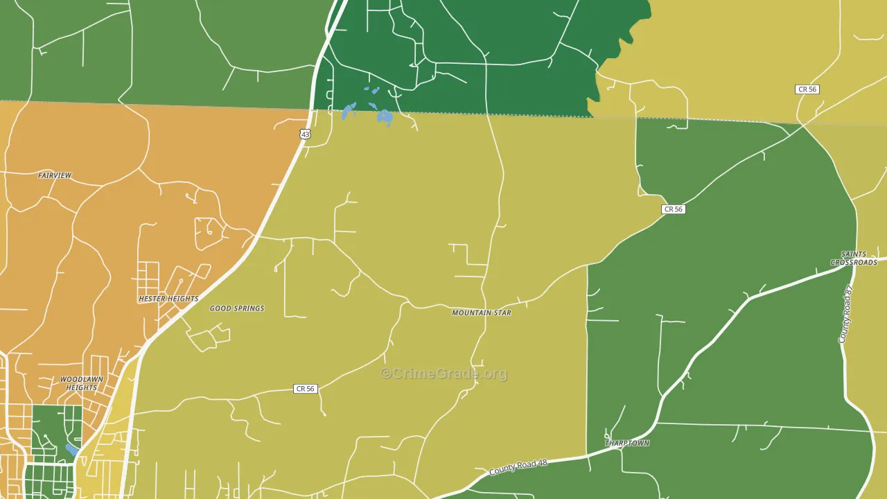 Hester Heights, AL Map of Murder Rates