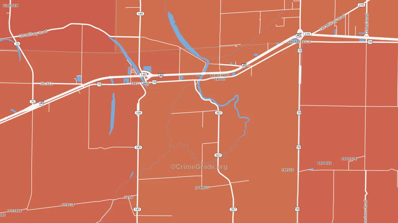 Heth, AR Map of Murder Rates