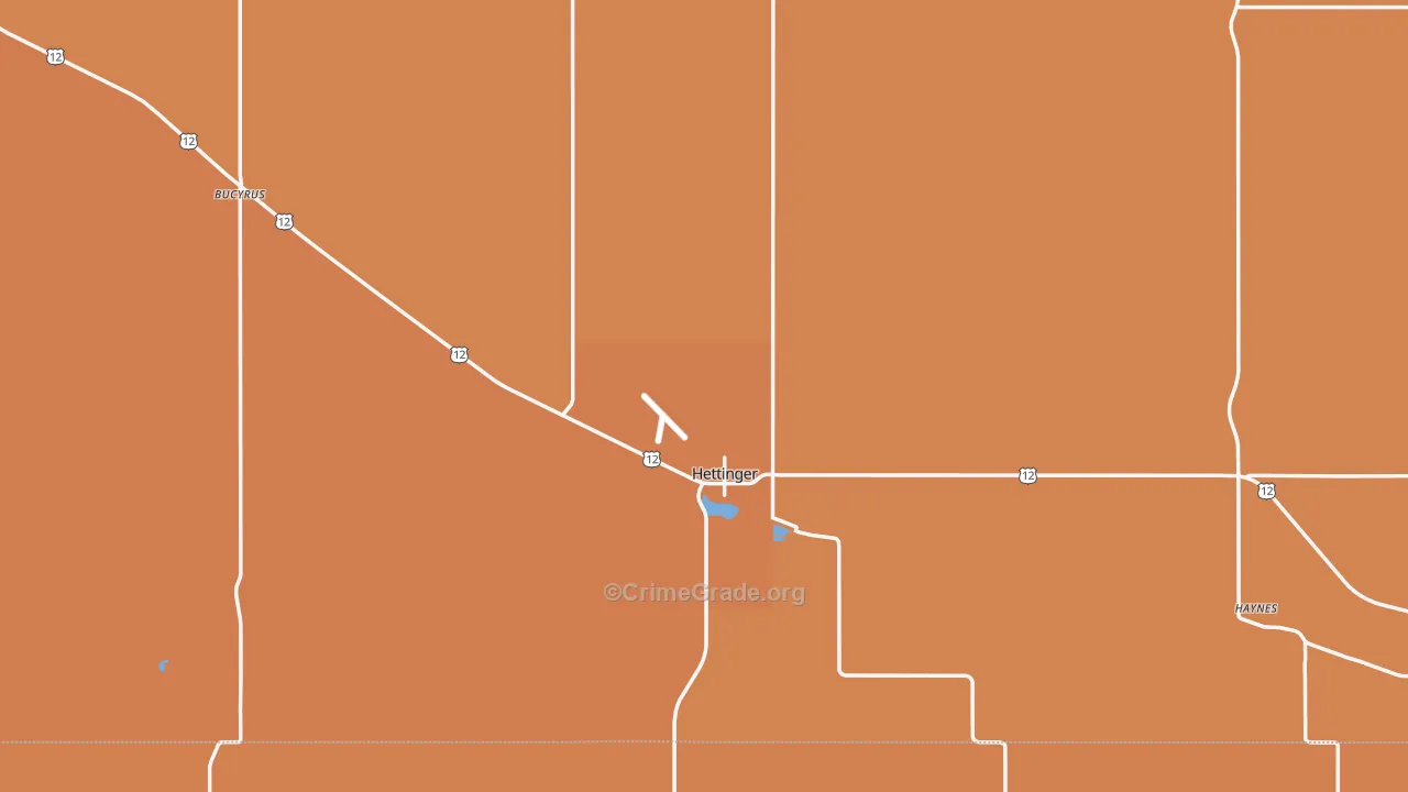 Hettinger, ND Map of Murder Rates