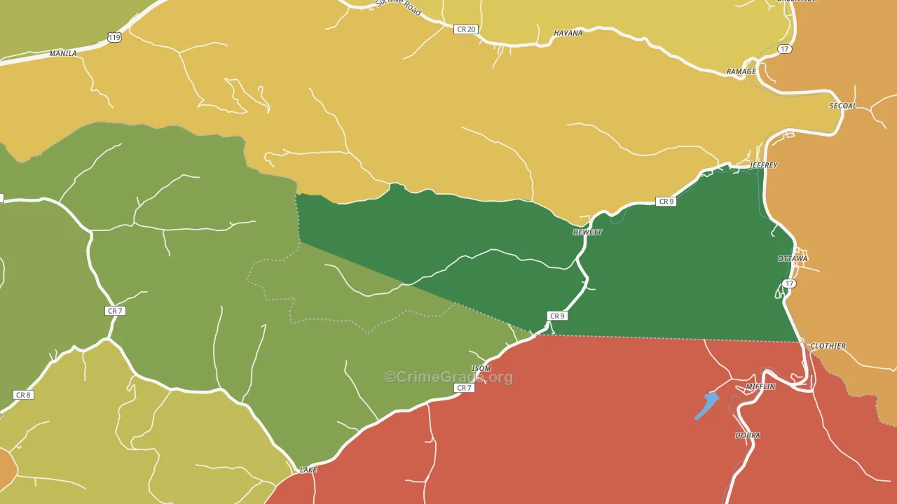 Hewett, WV Map of Murder Rates