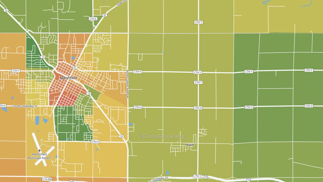 Hewitt, WI Map of Murder Rates
