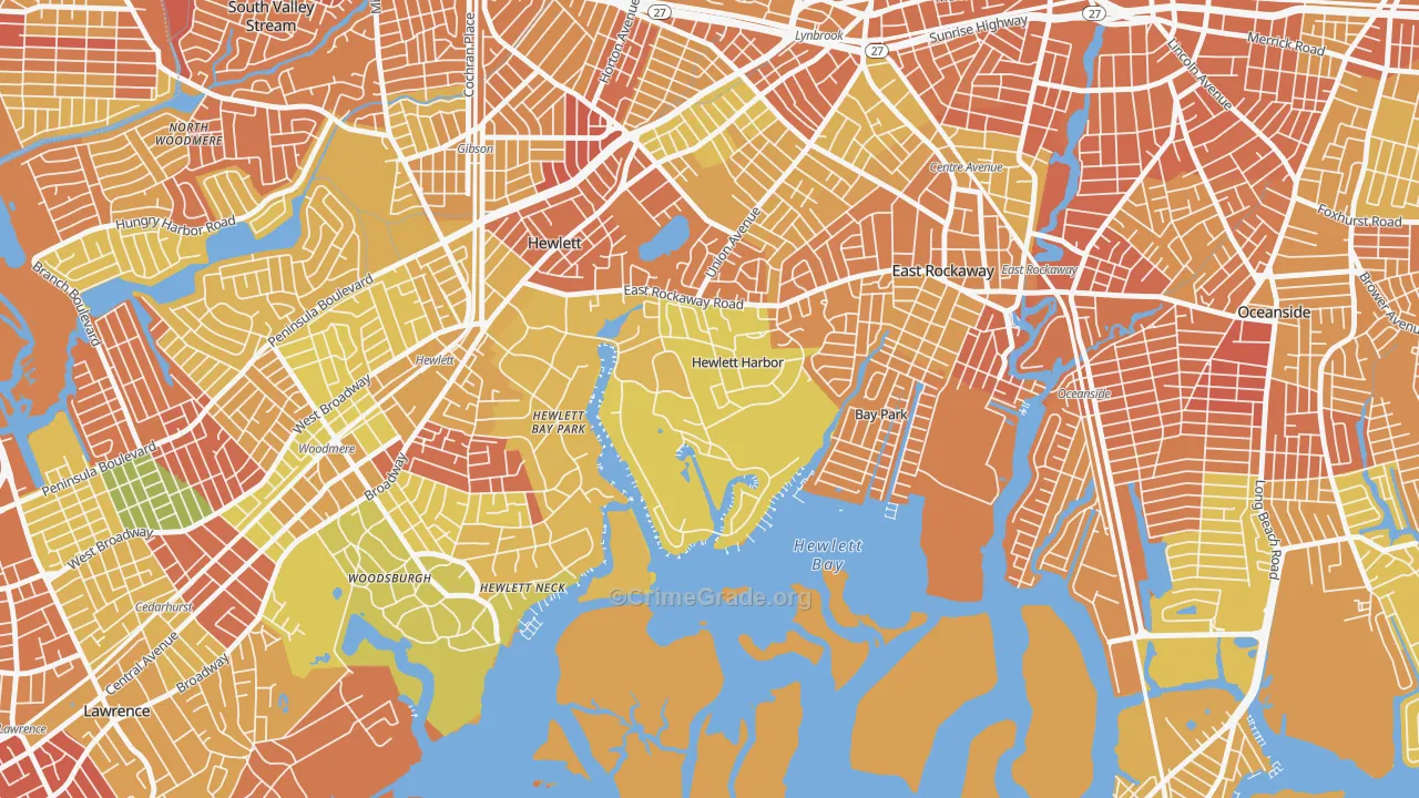 Hewlett Harbor, NY Map of Murder Rates