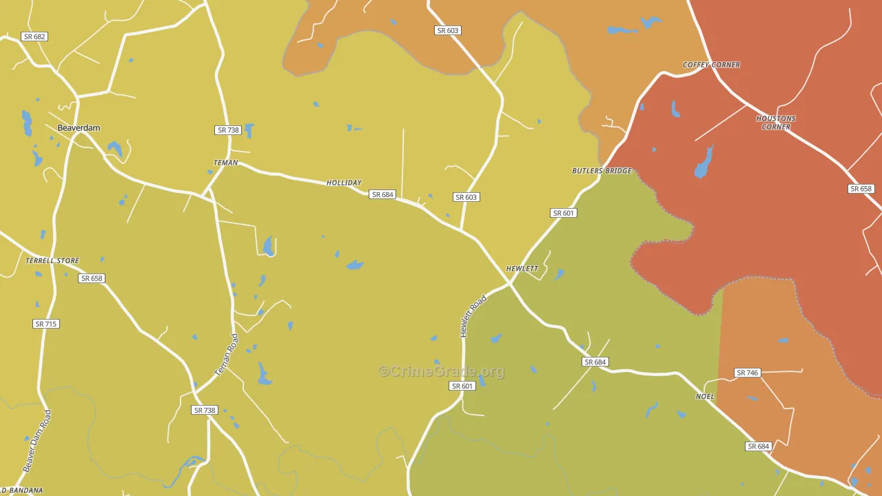 Hewlett, VA Map of Murder Rates