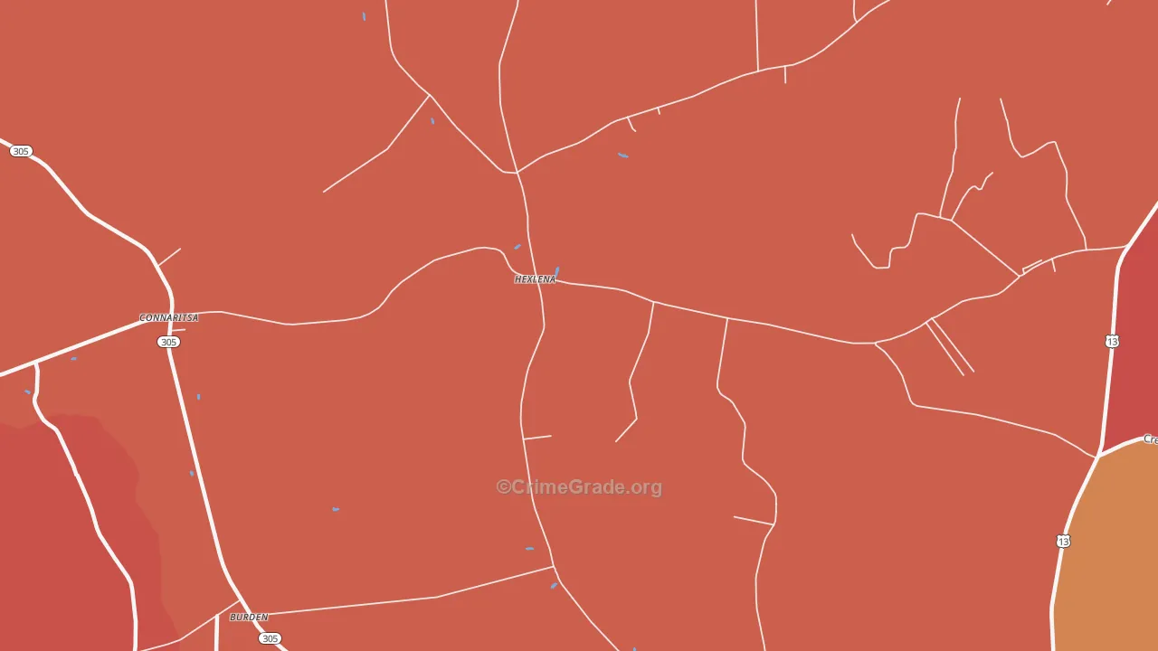 Hexlena, NC Map of Murder Rates