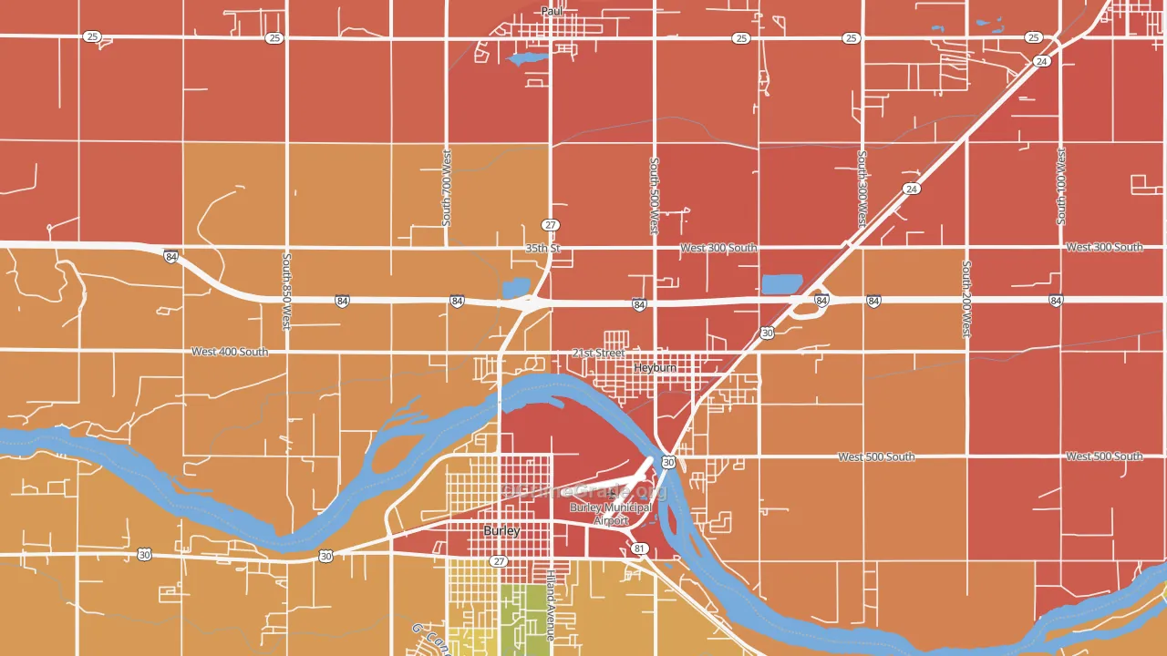 Heyburn, ID Map of Murder Rates