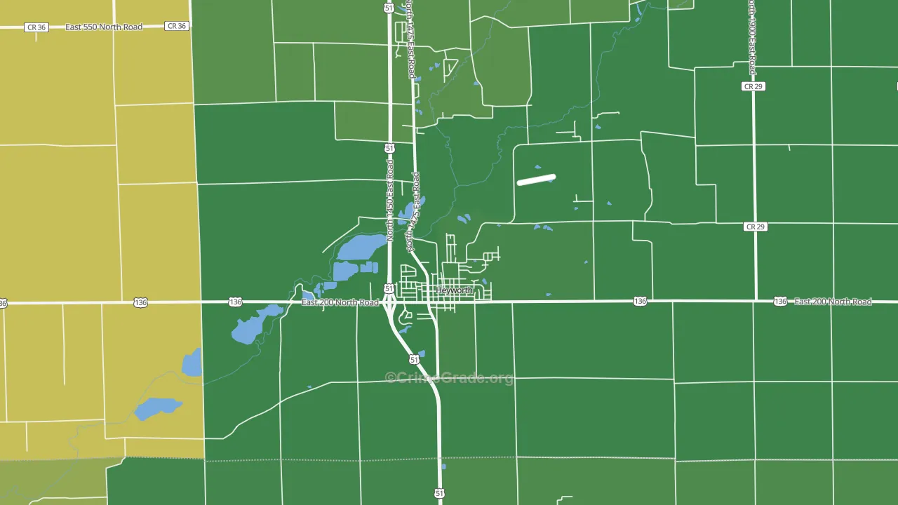 Heyworth, IL Map of Murder Rates