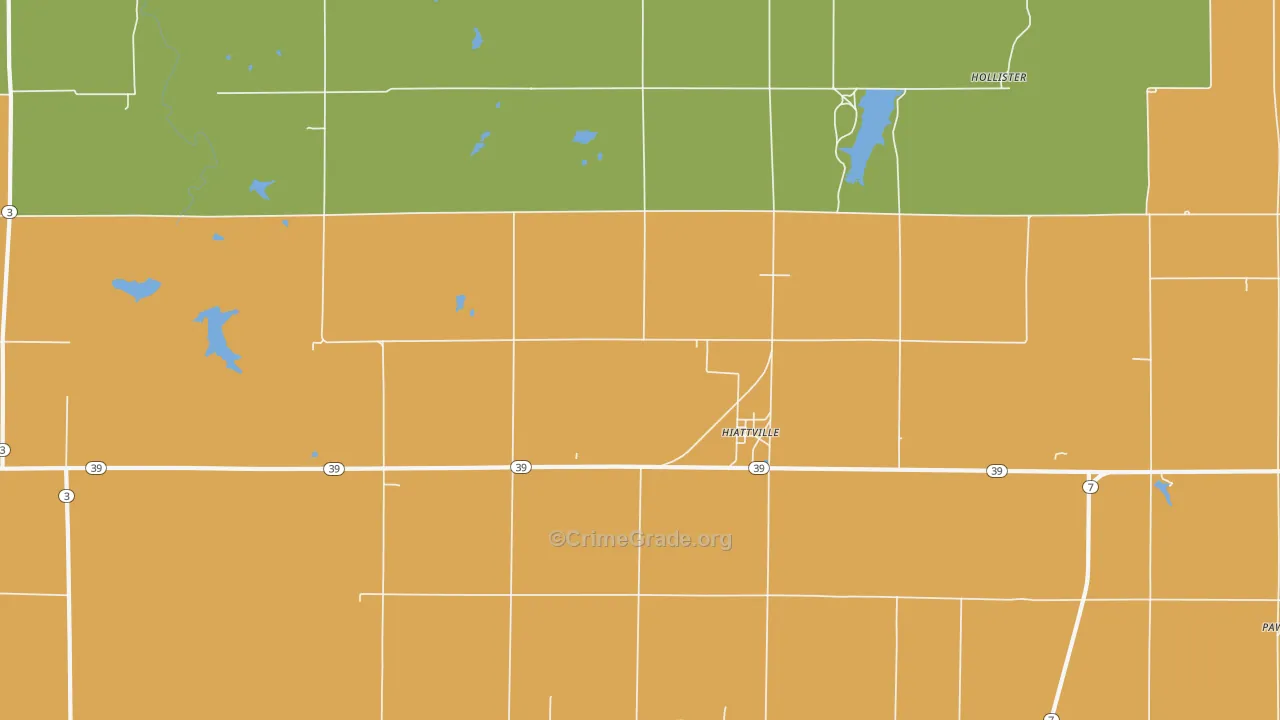 Hiattville, KS Map of Murder Rates