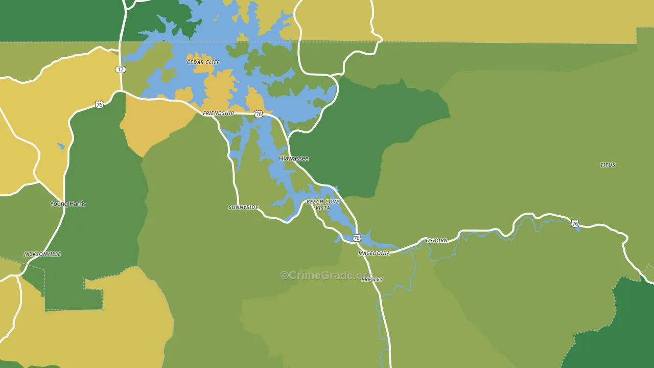 Hiawassee, GA Map of Murder Rates