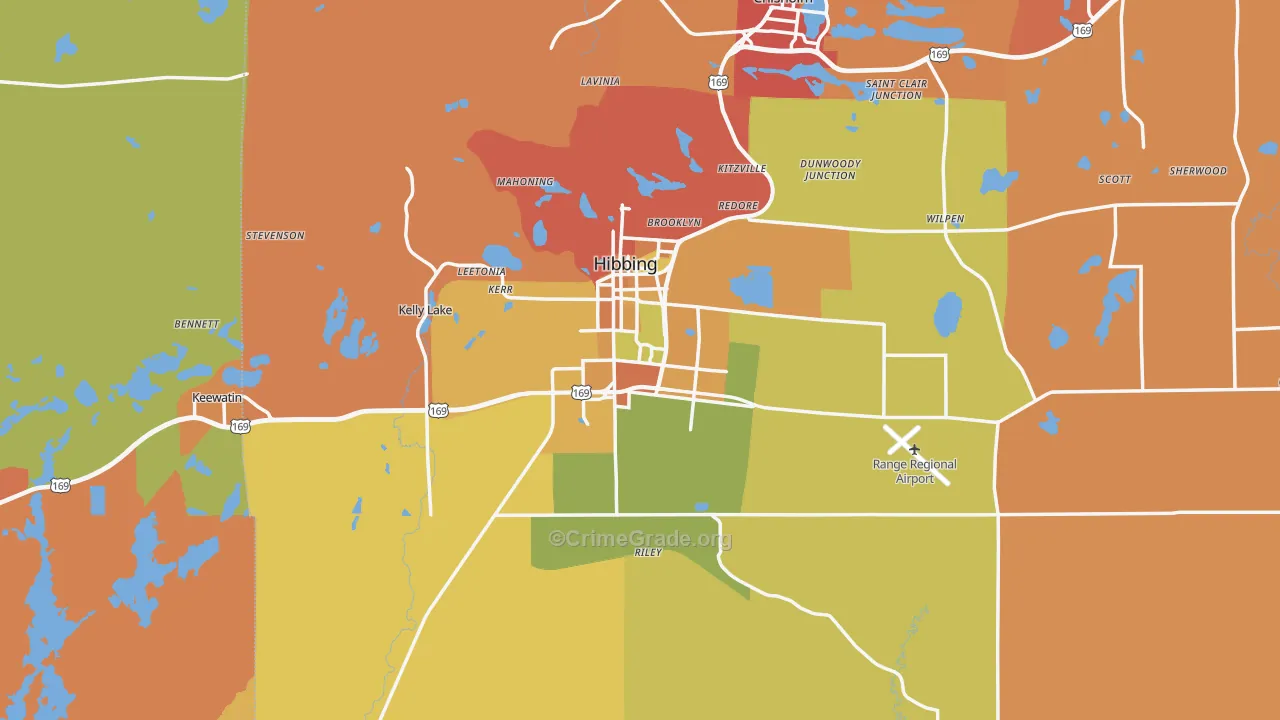 Hibbing, MN Map of Murder Rates