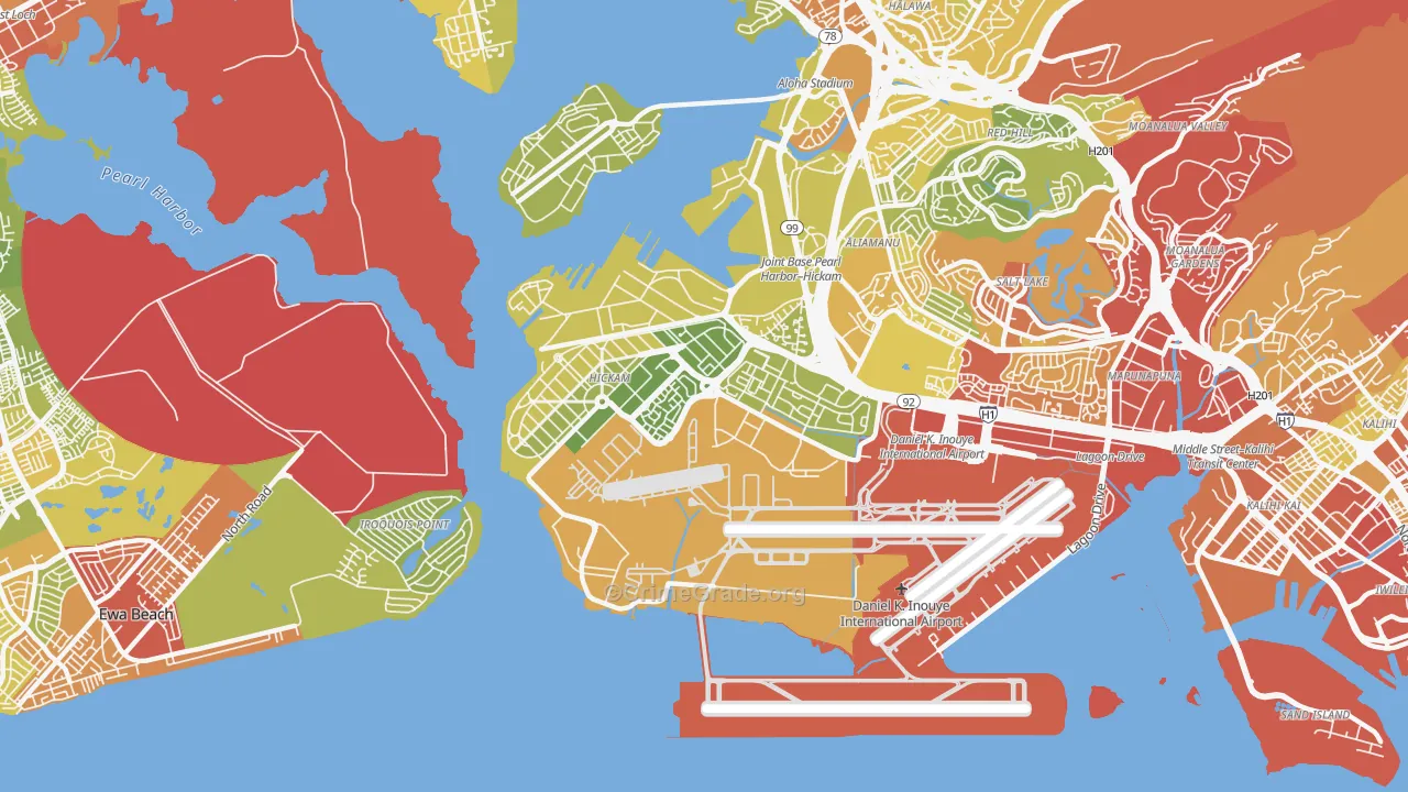 Hickam Housing, HI Map of Murder Rates