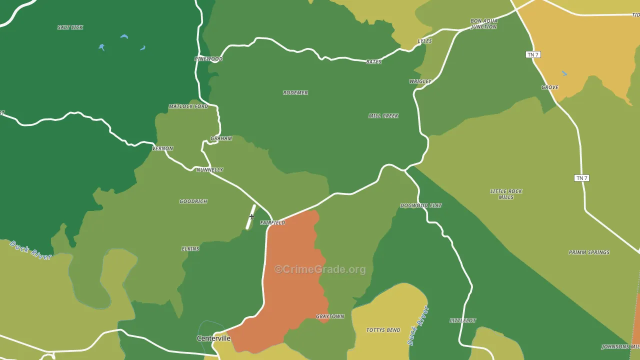 Hickman County, TN Map of Murder Rates