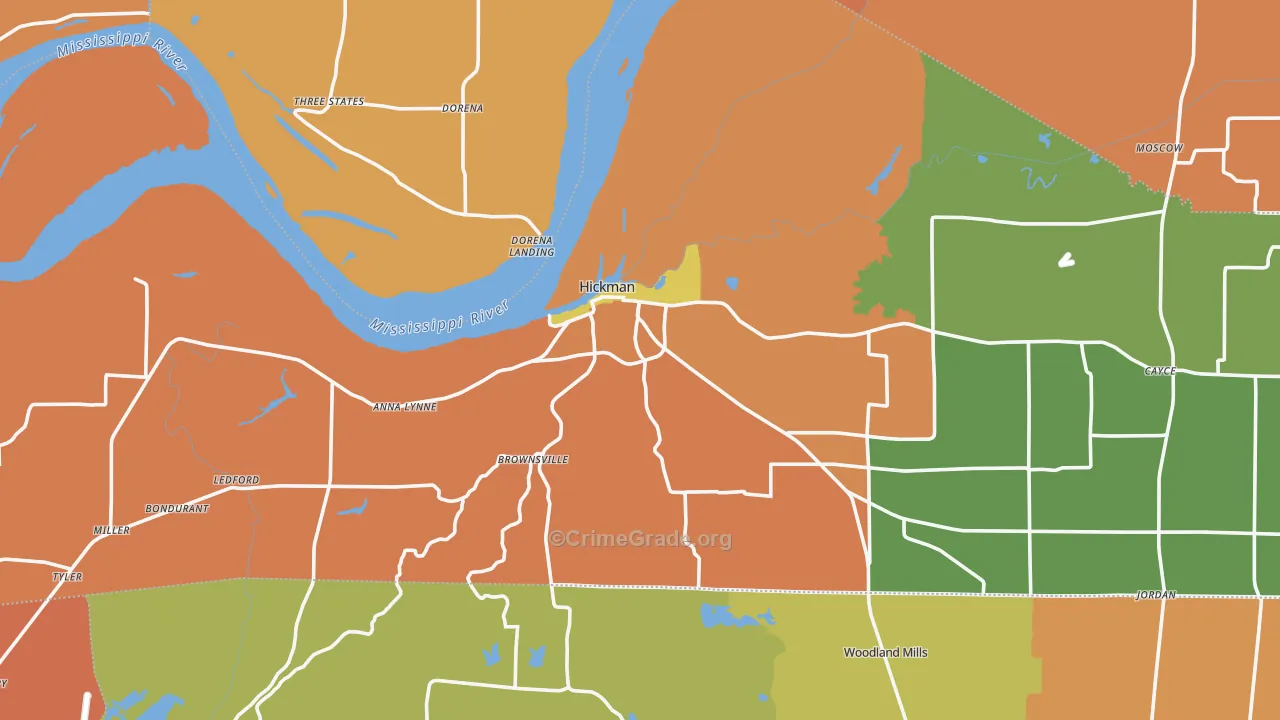 Hickman, KY Map of Murder Rates