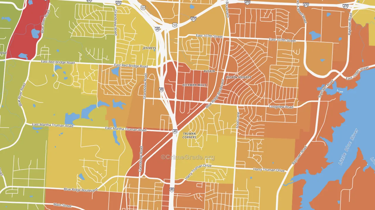Hickman Mills, Kansas City, MO Map of Murder Rates
