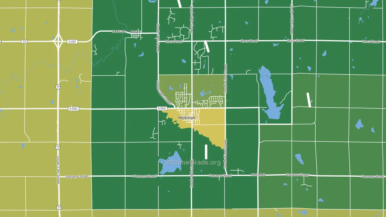 Hickman, NE Map of Murder Rates