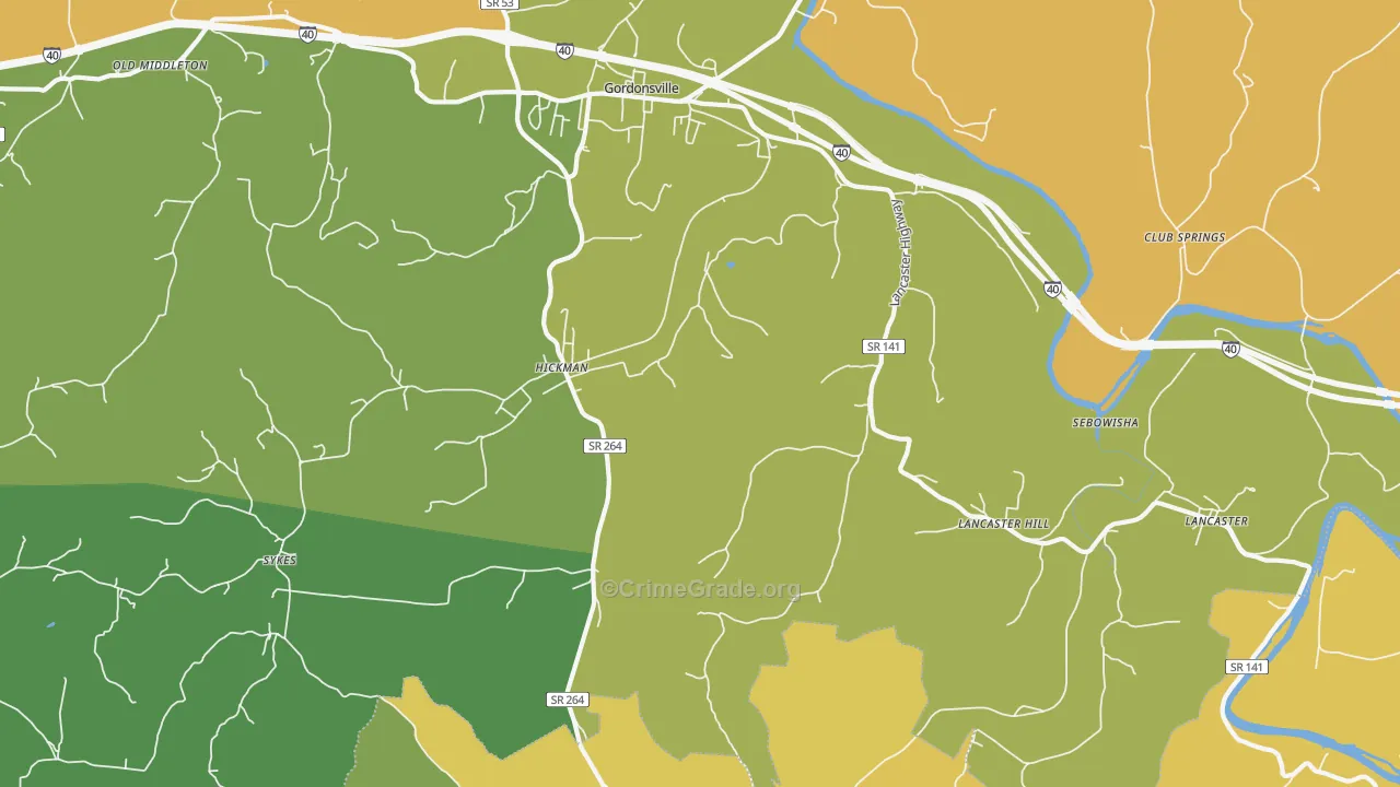 Hickman, TN Map of Murder Rates