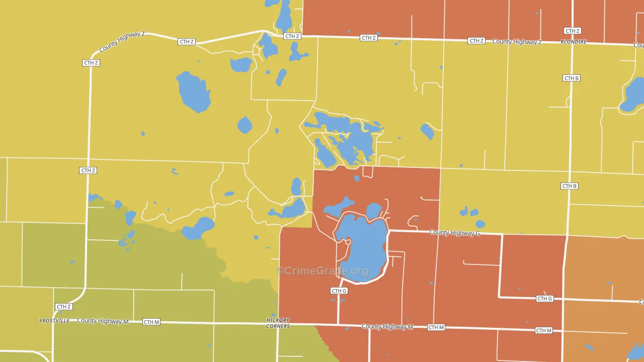 Hickory Corners, WI Map of Murder Rates