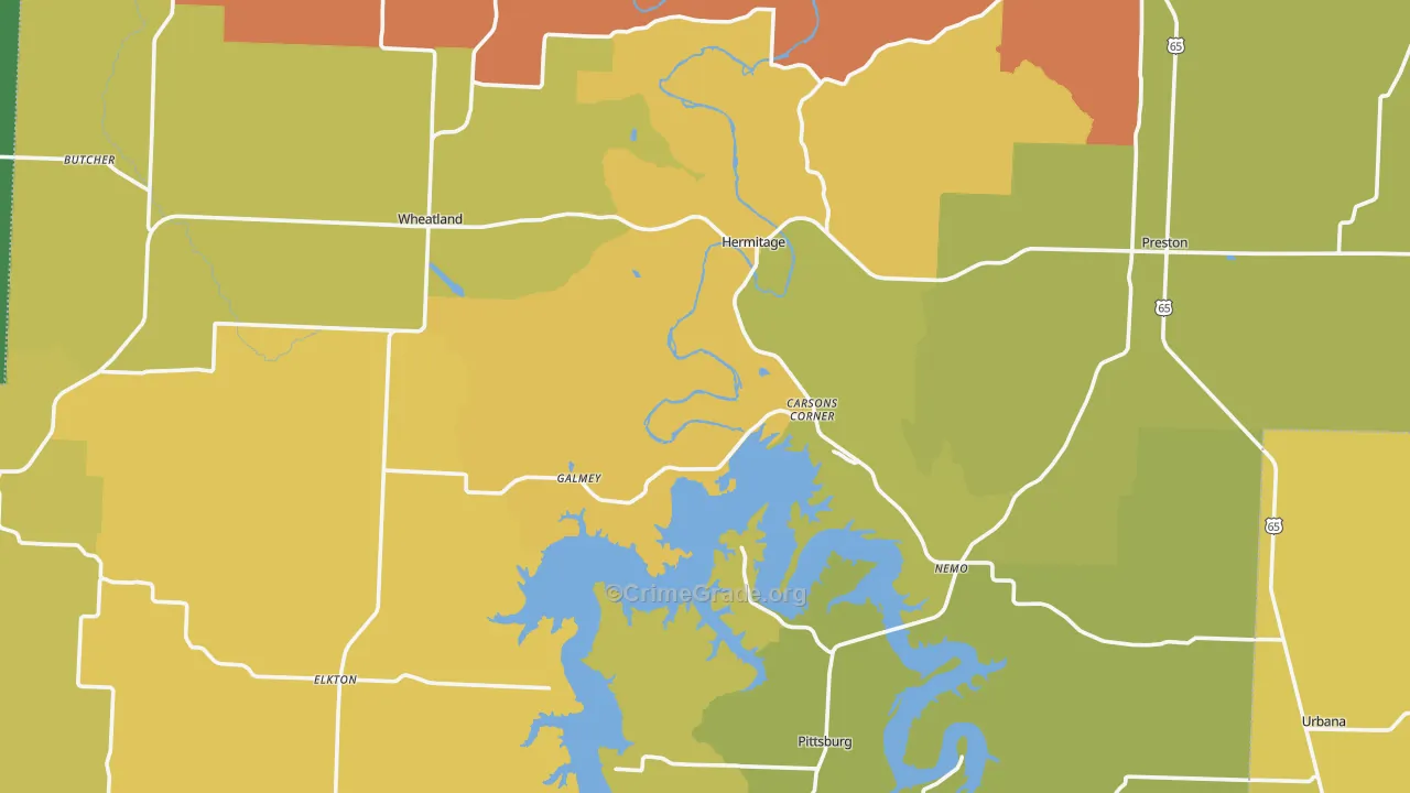 Hickory County, MO Map of Murder Rates