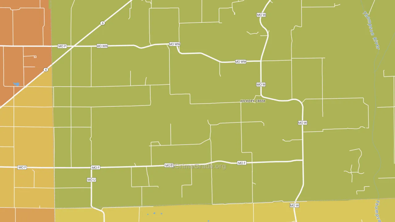 Hickory Creek, MO Map of Murder Rates