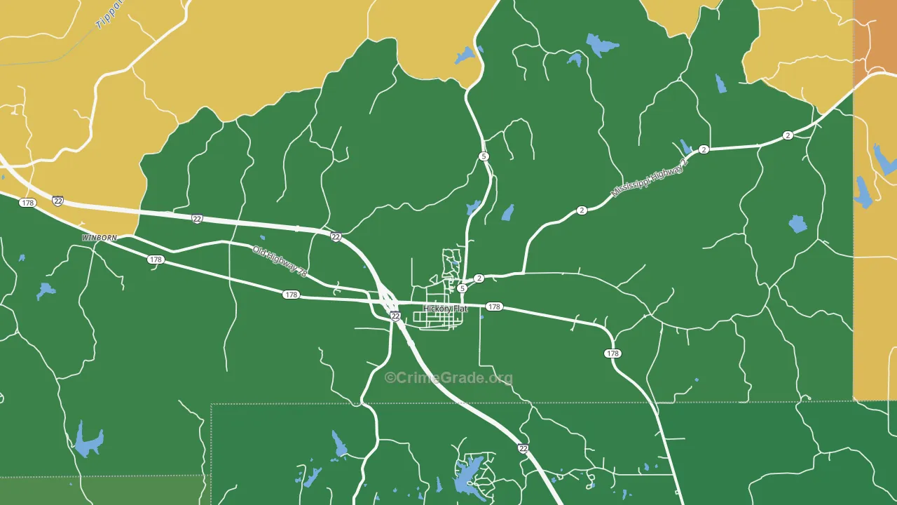 Hickory Flat, MS Map of Murder Rates