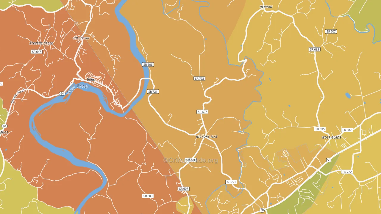 Hickory Flat, VA Map of Murder Rates